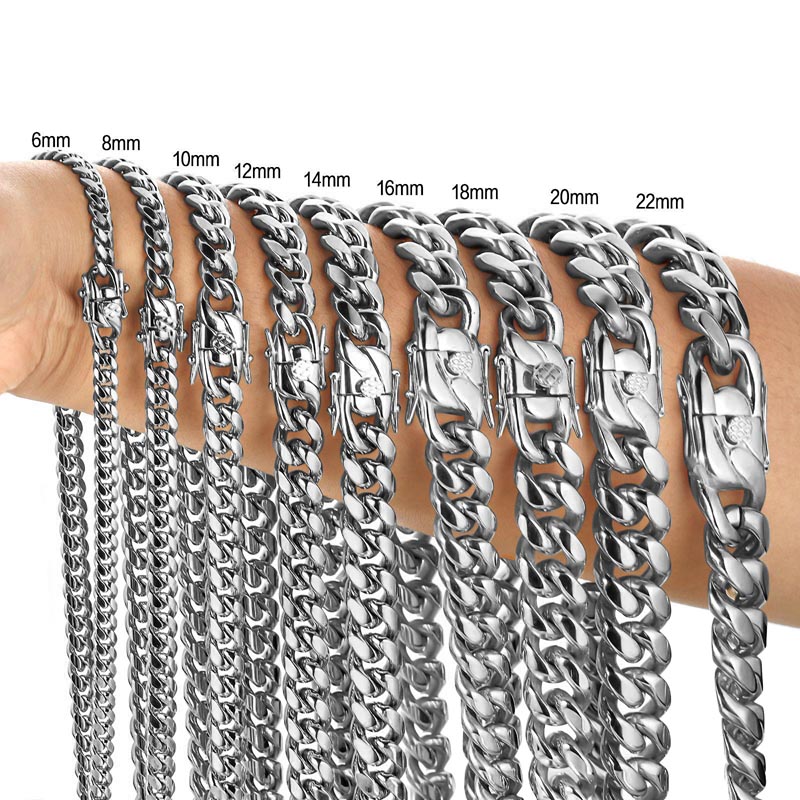Cuban Link Chain 12Mm - 316L 스테인리스 스틸 마이애미 커브 쿠바