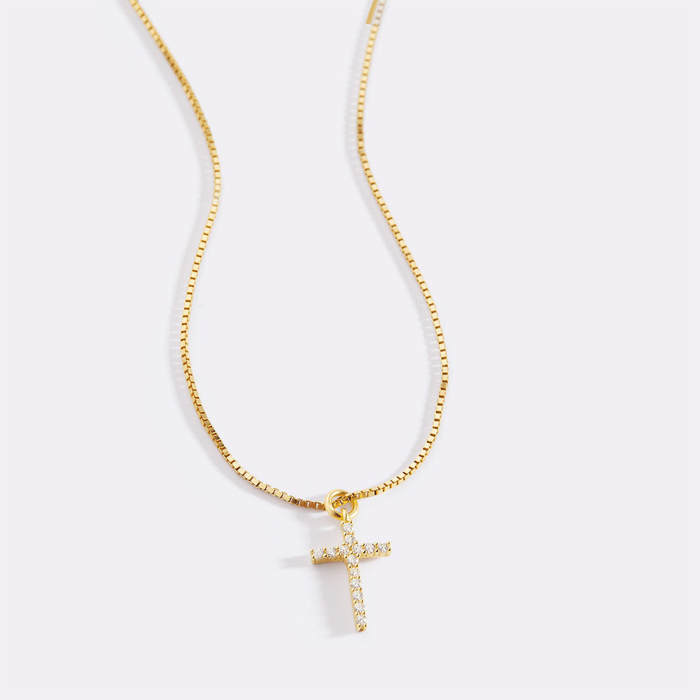 Cross Pendant Necklace Gold - 다이아몬드 파베 크로스 목걸이, 맞춤 제작,