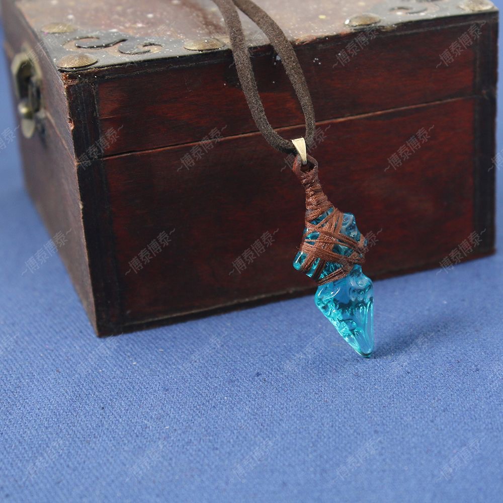 Anime Pendant Necklace - FF14 게임 코스프레 소품, 블루 크리스탈