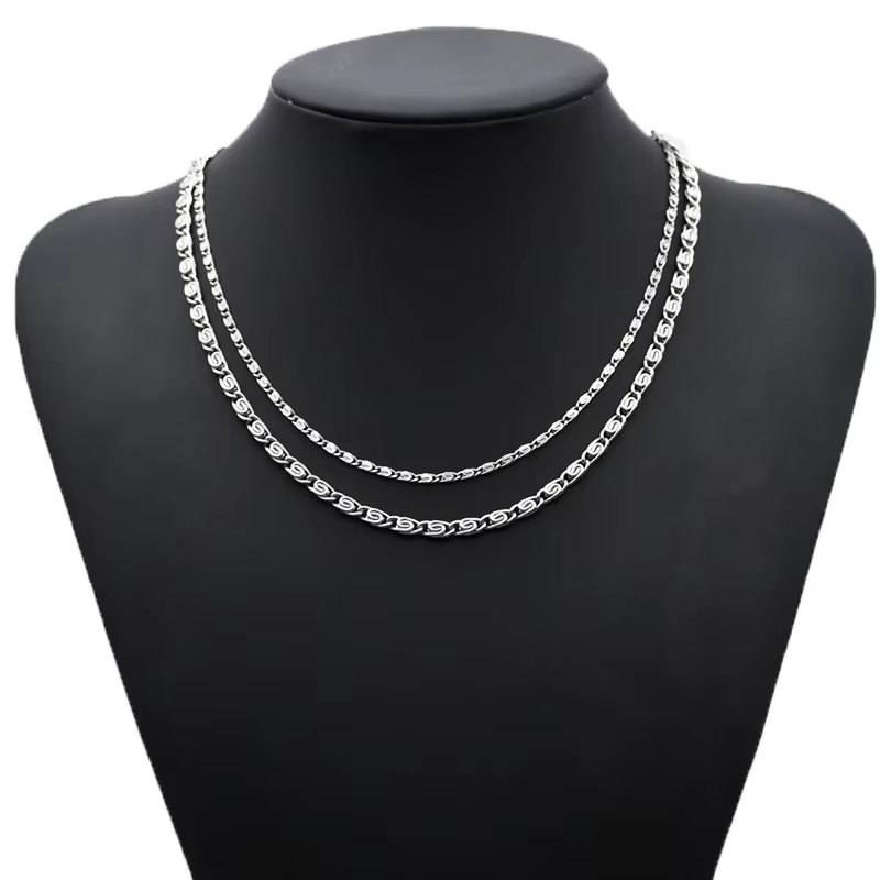 925 Sterling Silver Chain Necklace Men - 안다라 925 스털링 실버 18K 골드