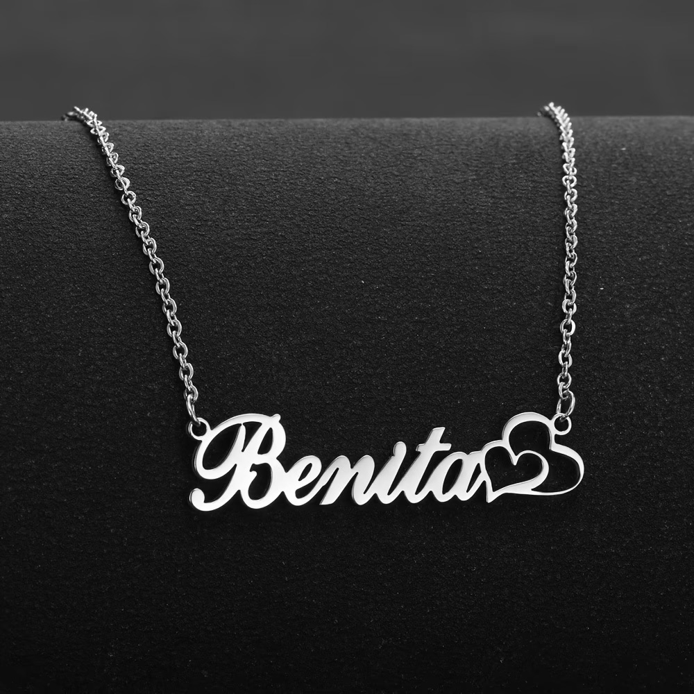 Custom Name Necklace Stainless Steel - 개인화 된 더블 하트 맞춤 이름
