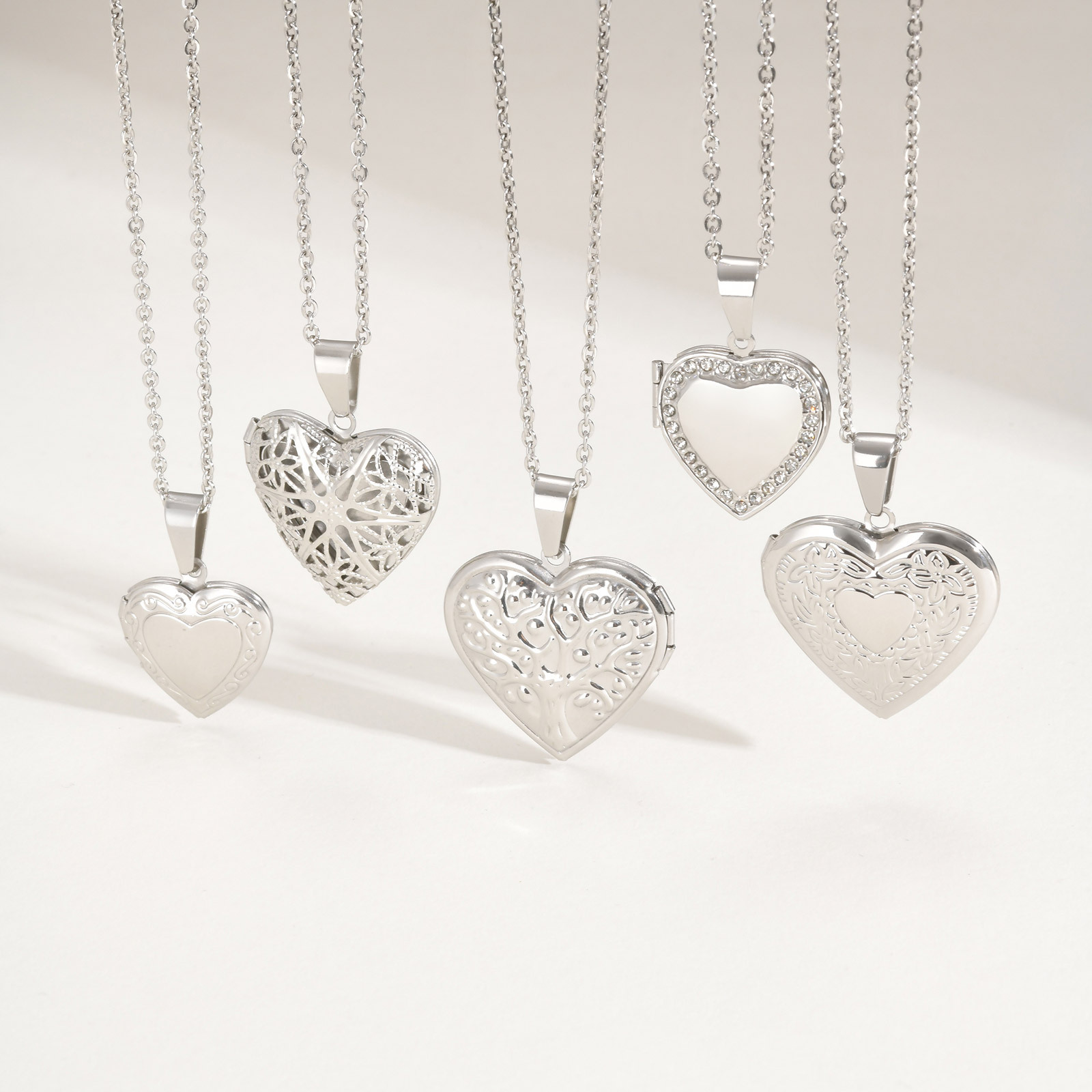Heart Locket Necklace Photo - Vnox 결코 실버 컬러 스테인레스 스틸