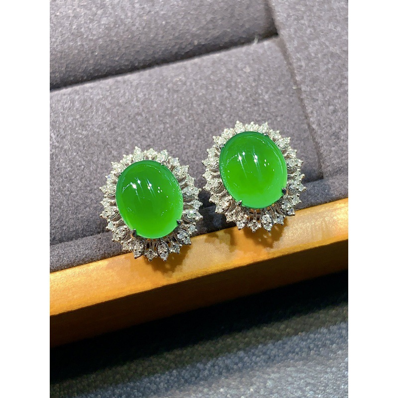 얼음형 양양녹색 비취 귀걸이, 미얀마산 천연 정품, 1 - Earrings 리뷰 및 가격