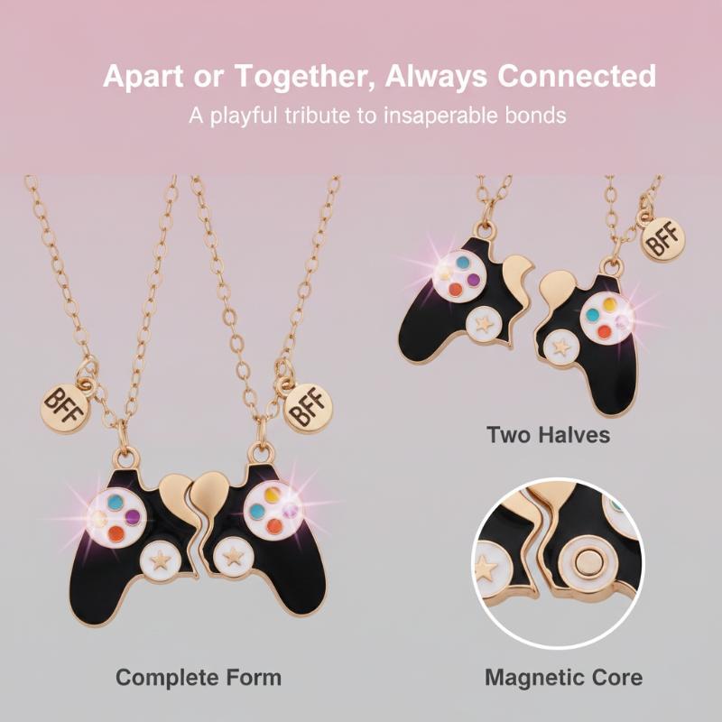 자석으로 연결되는 커플용 게임 컨트롤러 펜던트 목걸이, - Magnetic Couple Matching Necklaces 리뷰 및 가격