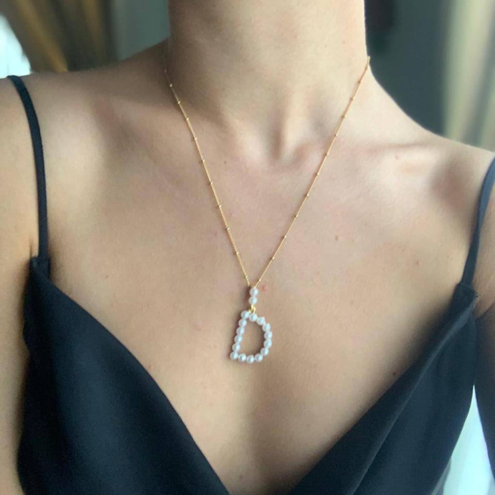 진주 이니셜 레이어링 펜던트 이니셜 골드 목걸이, 맞춤 - Custom Name Necklace Stainless Steel 리뷰 및 가격