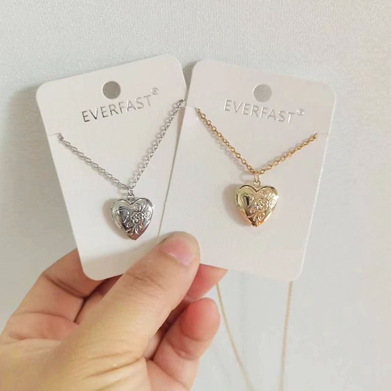 1pc 작은 심장 14mm 사진 프레임 펜던트 새겨진  - Heart Locket Necklace Photo 리뷰 및 가격