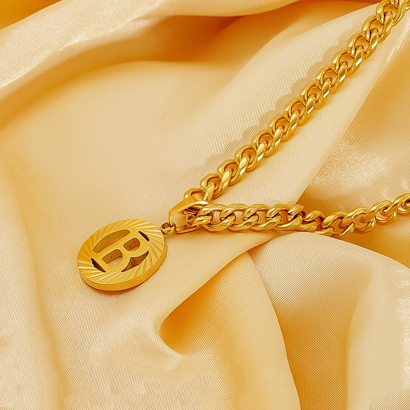 스테인레스 스틸 5MM 쿠반 체인 이니셜 목걸이 18K - Initial Letter Necklace 18K Gold 리뷰 및 가격