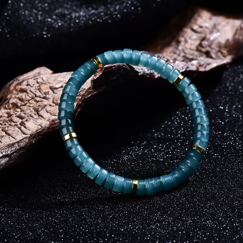 천연 비취 블루 워터 주판 비즈 스페이서 팔찌 고급 품 - Bracelets 리뷰 및 가격