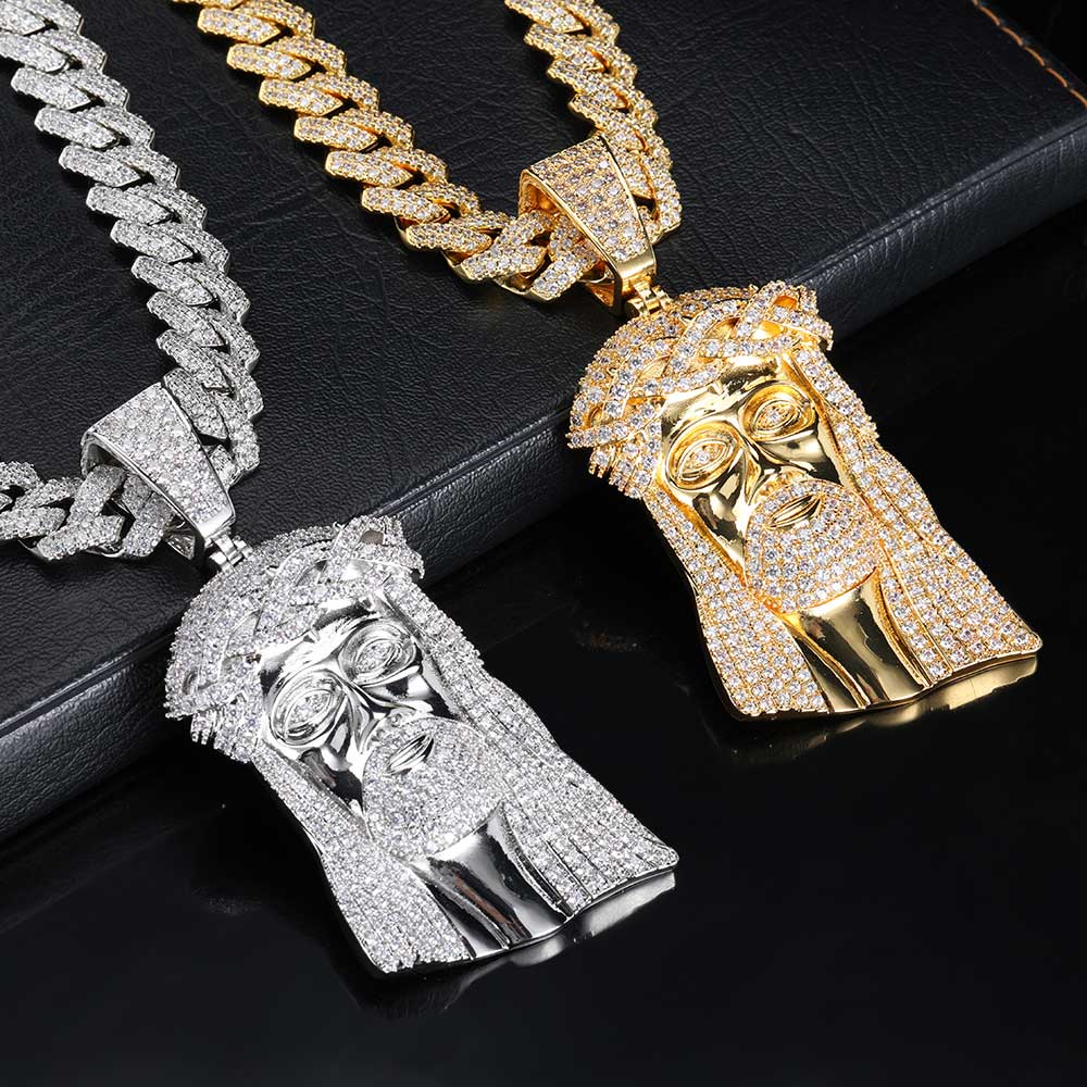 여성용 남성용 풀 아이스드 아웃 지르콘 커스텀 빅 예수 - Cuban Link Chain 12Mm 리뷰 및 가격