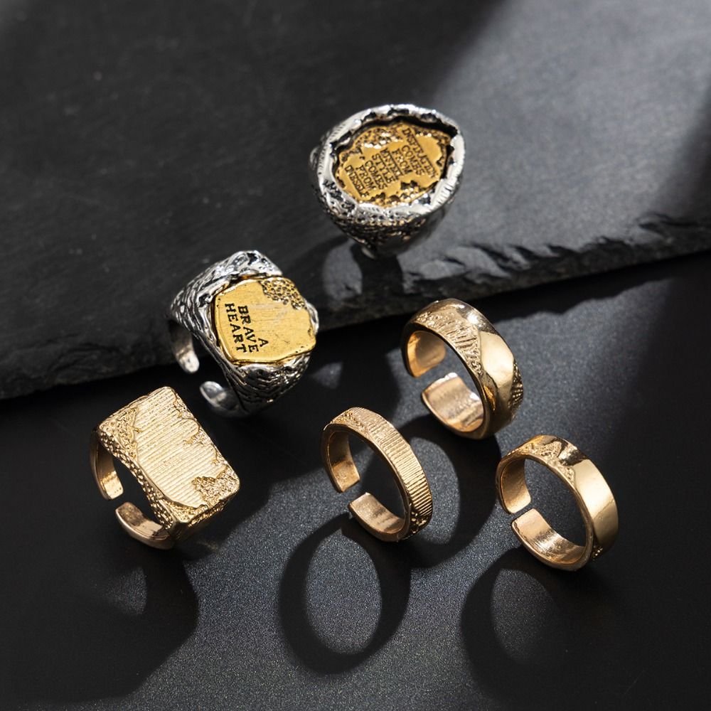 핑거 링 세트 6개입, 기하학적 디자인의 오픈 링, 합 - Vintage Punk Knuckle Rings Set 리뷰 및 가격