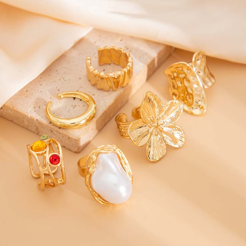 6개/세트 빈티지 메탈 플라워 링 세트 여성용 펑크 우 - Vintage Punk Knuckle Rings Set 리뷰 및 가격