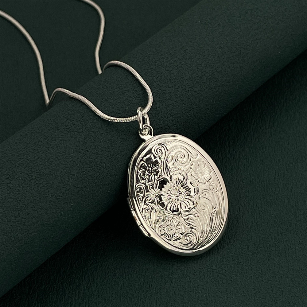 실버 뱀 목걸이 타원형 사진 프레임 펜던트, 남녀공용, - 925 Sterling Silver Chain Necklace Men 리뷰 및 가격