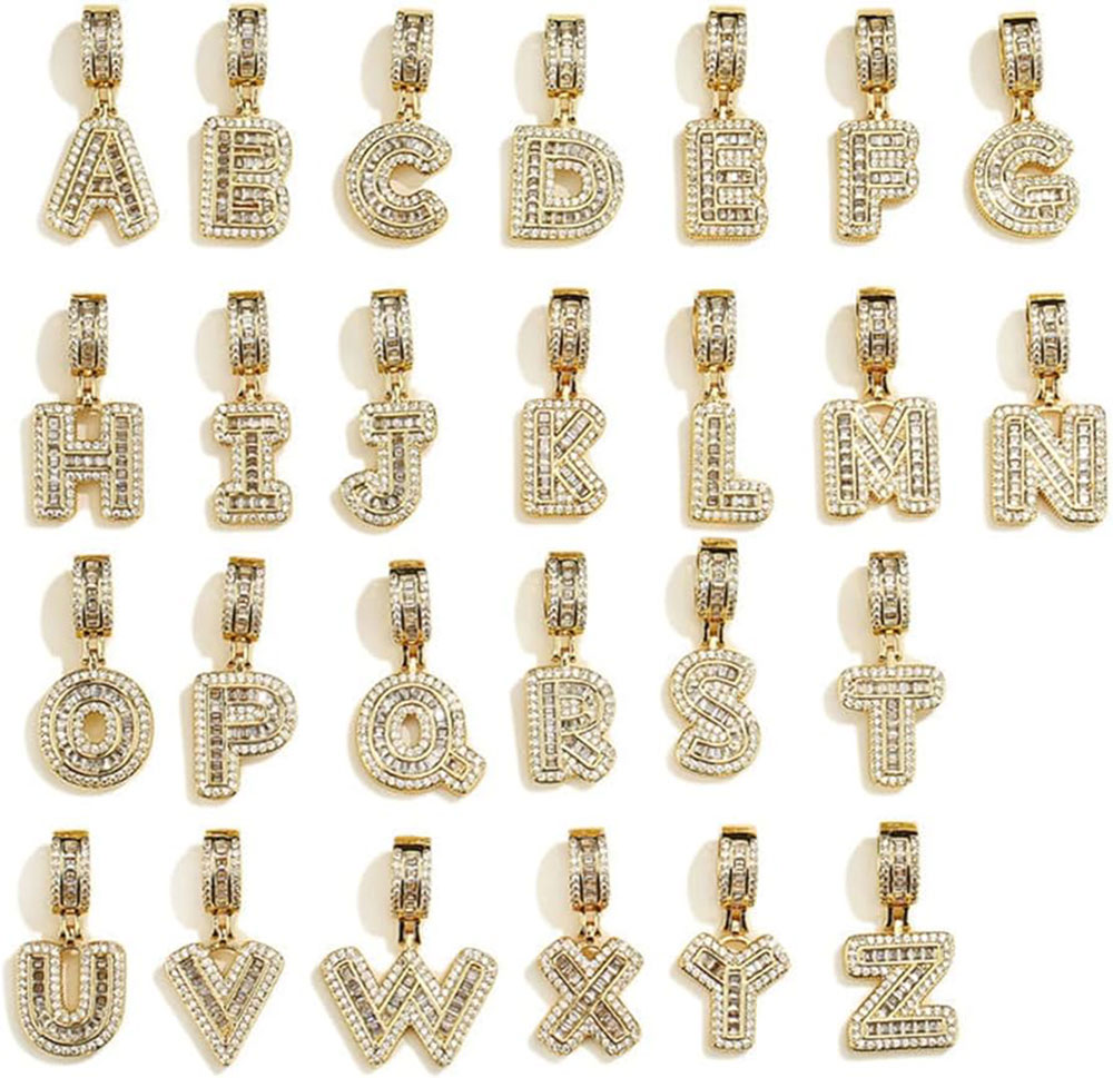 진짜 18K 골드 도금 이니셜 레터 힙합 블링 지르콘  - Initial Letter Necklace 18K Gold 리뷰 및 가격